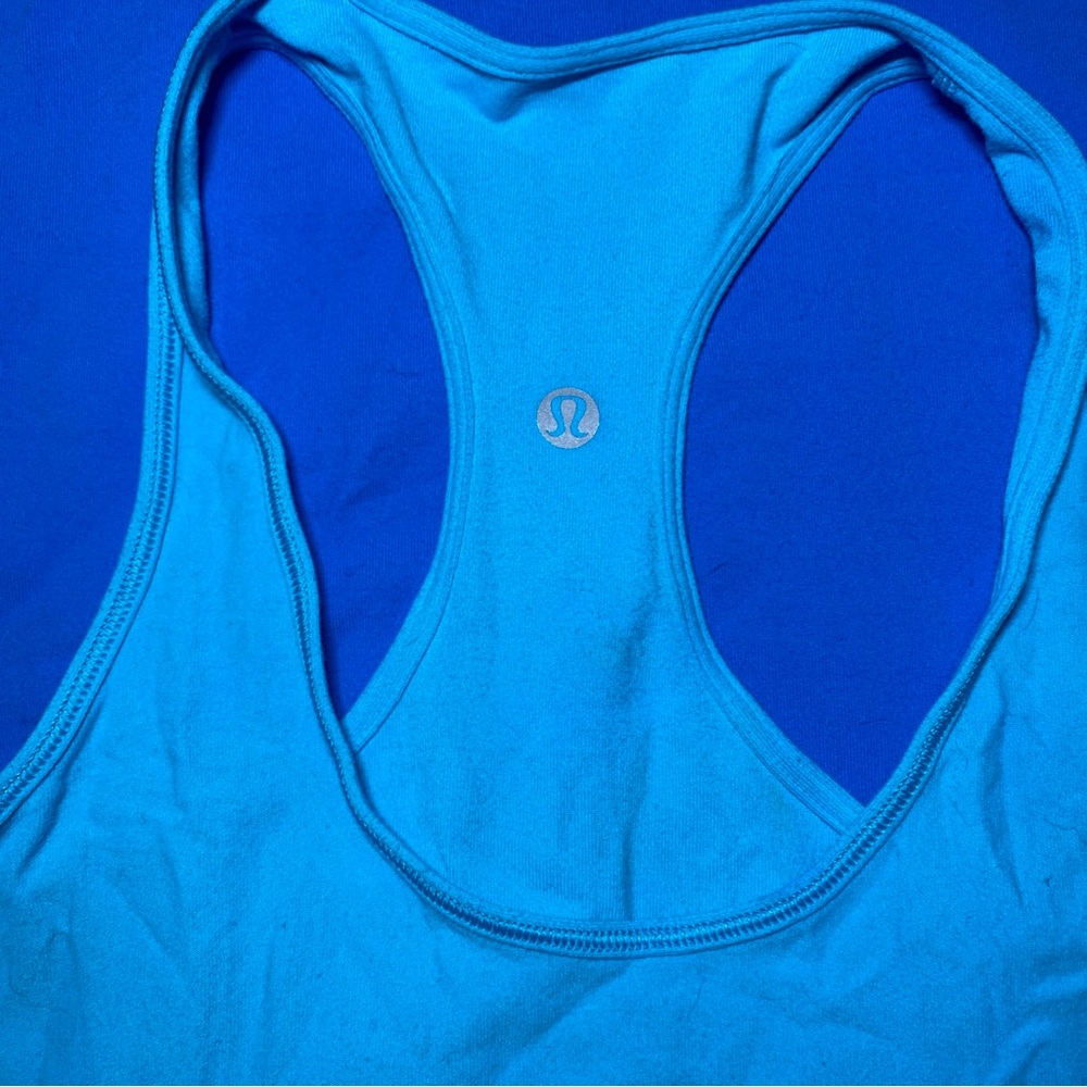 2 Lululemon Racerback Women's Tank Top Kayak Blue Chest 13 in. Length 25 In. - Picture 2 of 7
